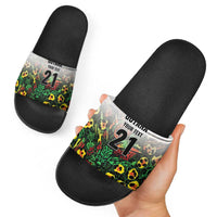 Custom Guyana Football Slide Sandals Spirit of the Jaguar - White - Wonder Print Shop