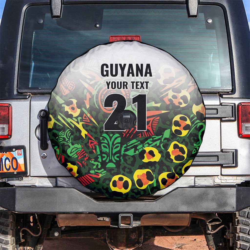 Custom Guyana Football Spare Tire Cover Spirit of the Jaguar - White - Wonder Print Shop