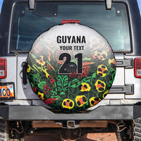 Custom Guyana Football Spare Tire Cover Spirit of the Jaguar - White - Wonder Print Shop