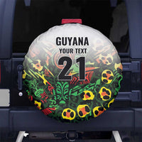 Custom Guyana Football Spare Tire Cover Spirit of the Jaguar - White - Wonder Print Shop