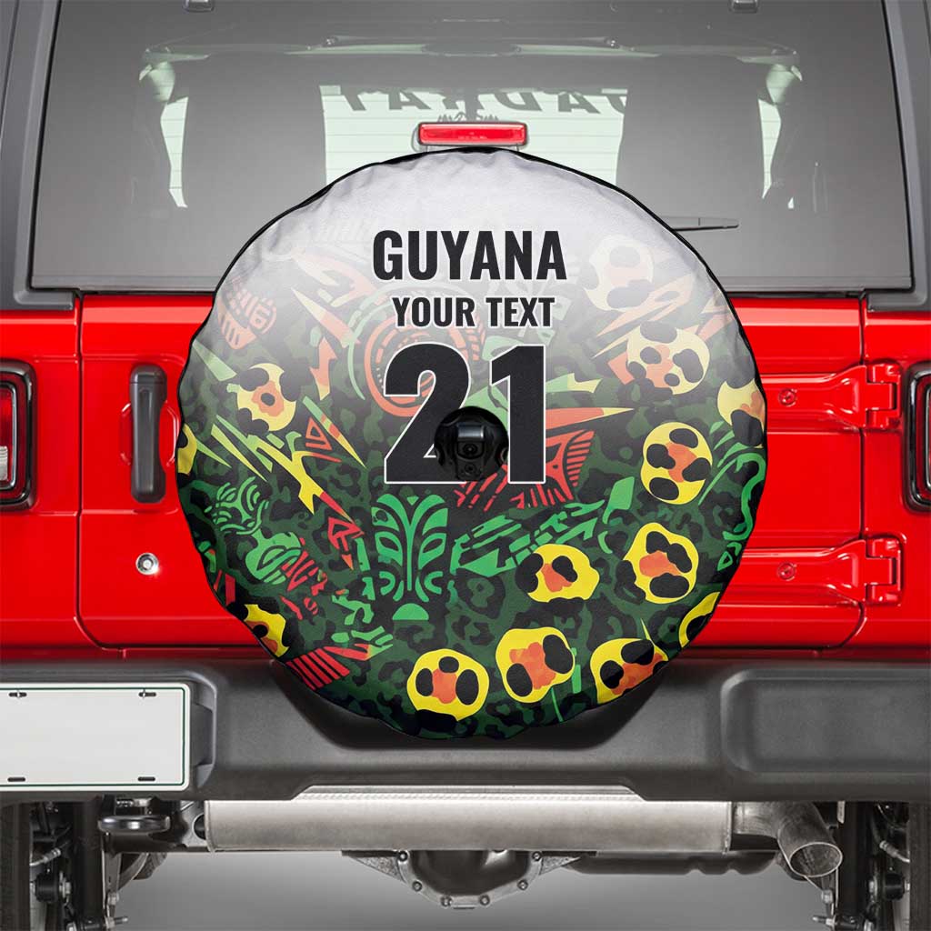 Custom Guyana Football Spare Tire Cover Spirit of the Jaguar - White - Wonder Print Shop