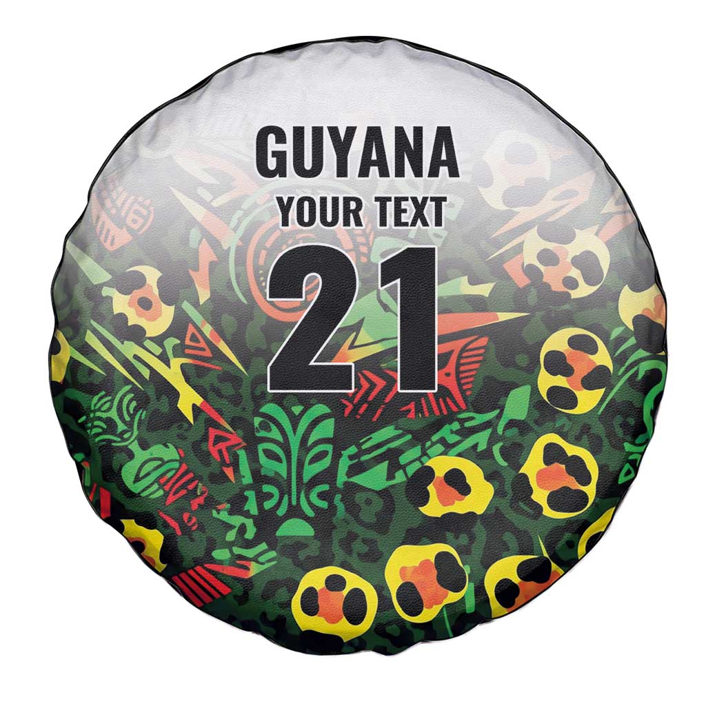 Custom Guyana Football Spare Tire Cover Spirit of the Jaguar - White - Wonder Print Shop