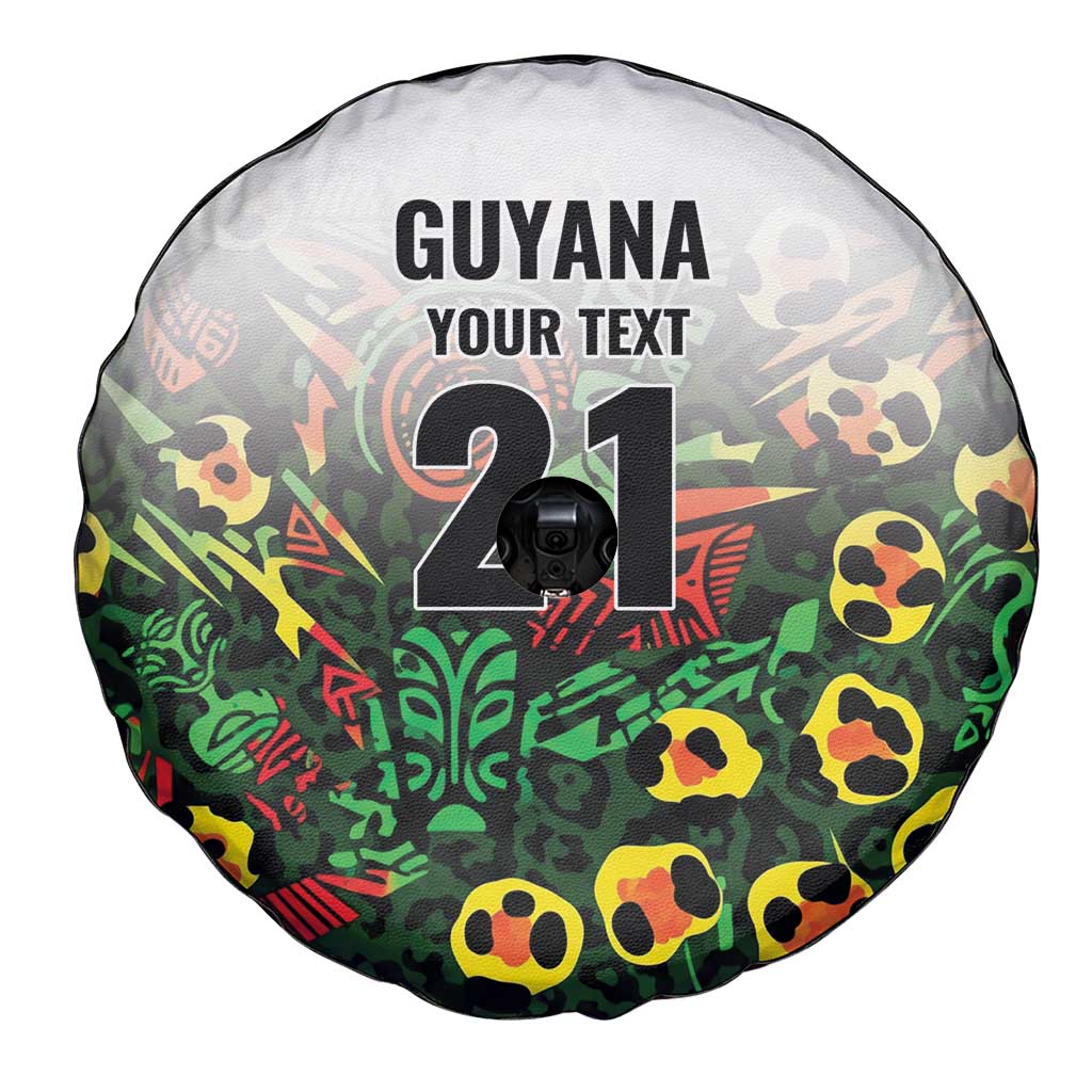 Custom Guyana Football Spare Tire Cover Spirit of the Jaguar - White - Wonder Print Shop
