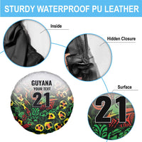 Custom Guyana Football Spare Tire Cover Spirit of the Jaguar - White - Wonder Print Shop
