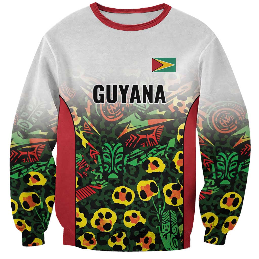 Custom Guyana Football Sweatshirt Spirit of the Jaguar - White - Wonder Print Shop
