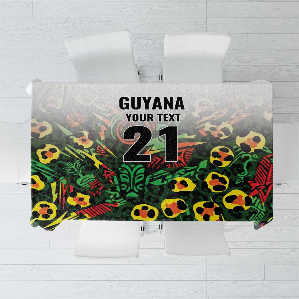 Custom Guyana Football Tablecloth Spirit of the Jaguar - White - Wonder Print Shop