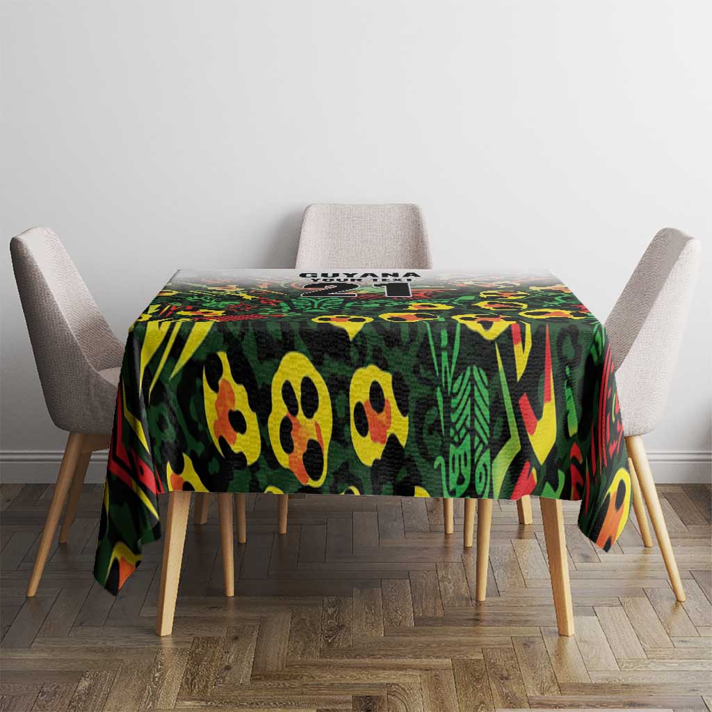 Custom Guyana Football Tablecloth Spirit of the Jaguar - White - Wonder Print Shop