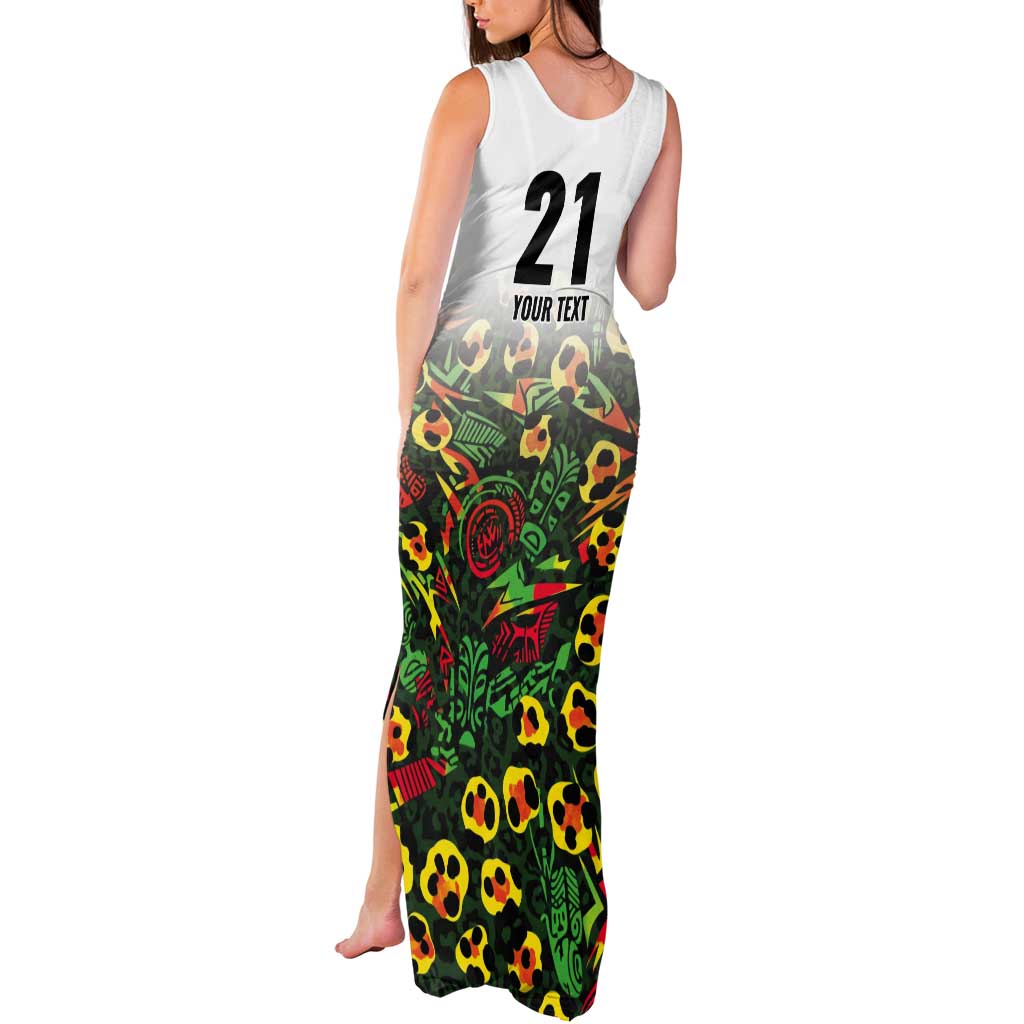 Custom Guyana Football Tank Maxi Dress Spirit of the Jaguar - White - Wonder Print Shop