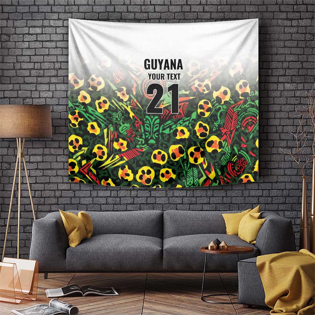 Custom Guyana Football Tapestry Spirit of the Jaguar - White - Wonder Print Shop