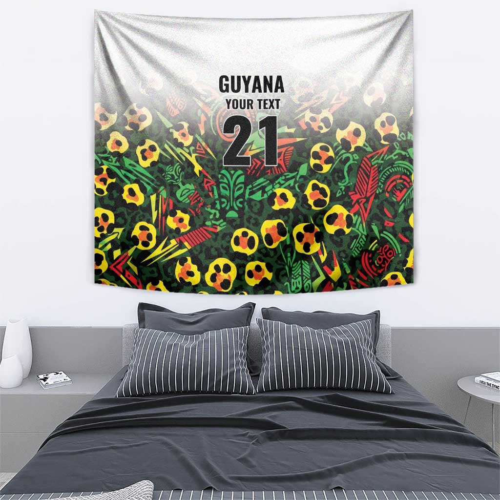 Custom Guyana Football Tapestry Spirit of the Jaguar - White - Wonder Print Shop