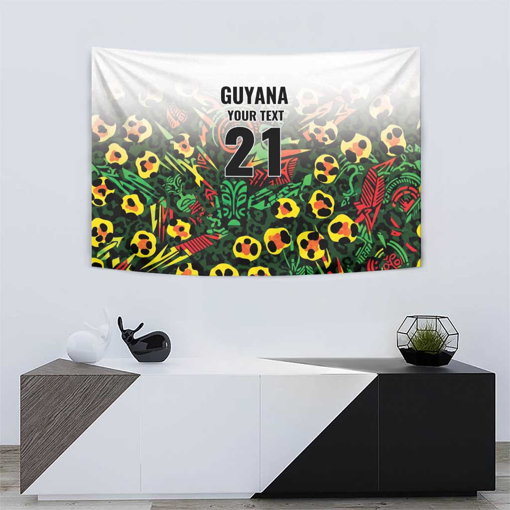 Custom Guyana Football Tapestry Spirit of the Jaguar - White - Wonder Print Shop