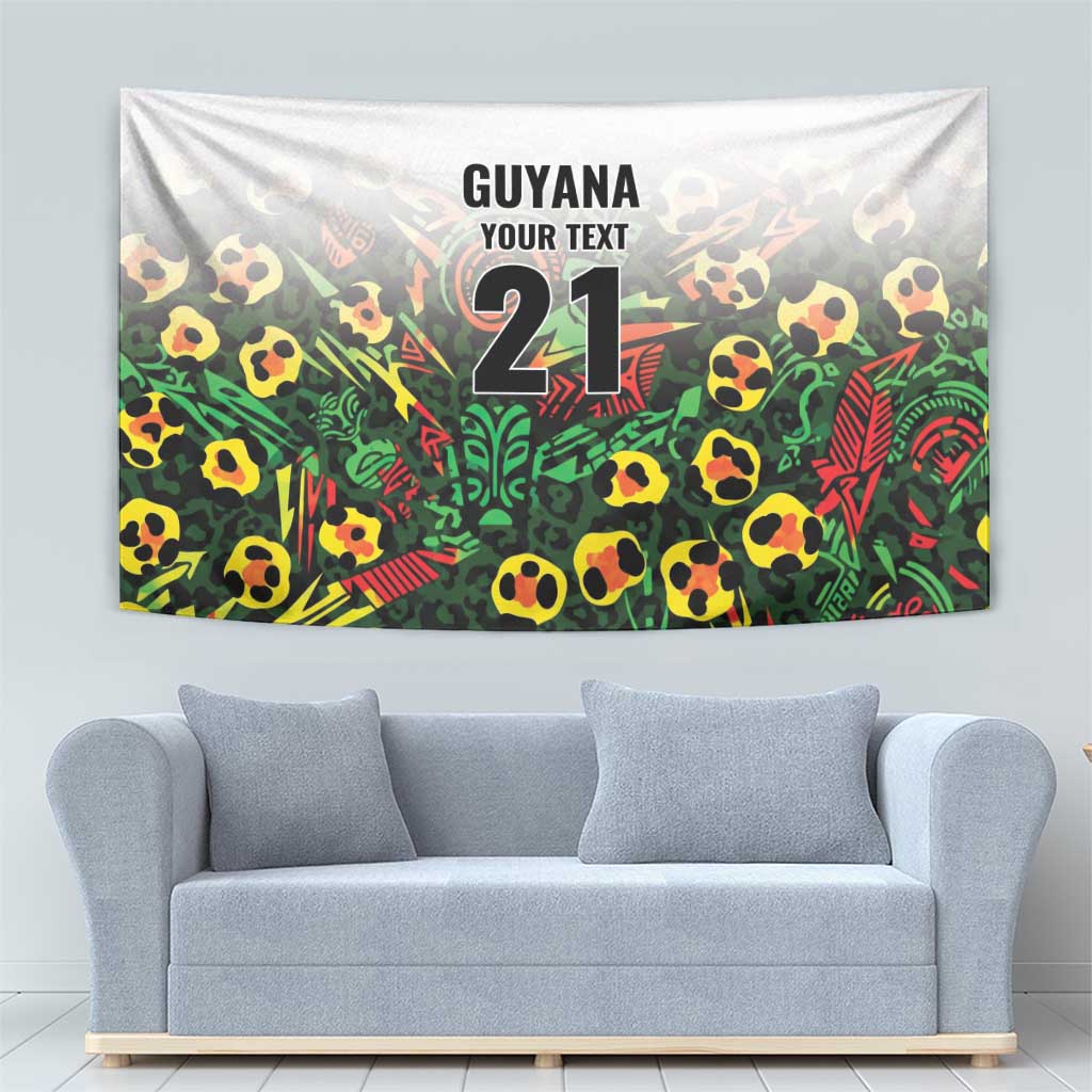 Custom Guyana Football Tapestry Spirit of the Jaguar - White - Wonder Print Shop