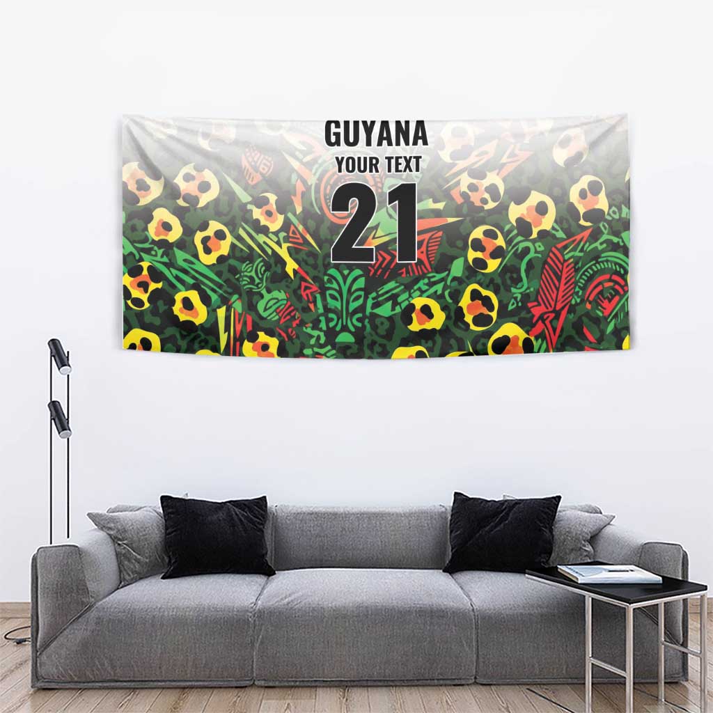 Custom Guyana Football Tapestry Spirit of the Jaguar - White - Wonder Print Shop