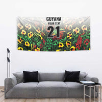 Custom Guyana Football Tapestry Spirit of the Jaguar - White - Wonder Print Shop