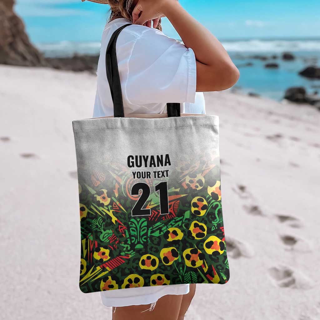 Custom Guyana Football Tote Bag Spirit of the Jaguar - White - Wonder Print Shop