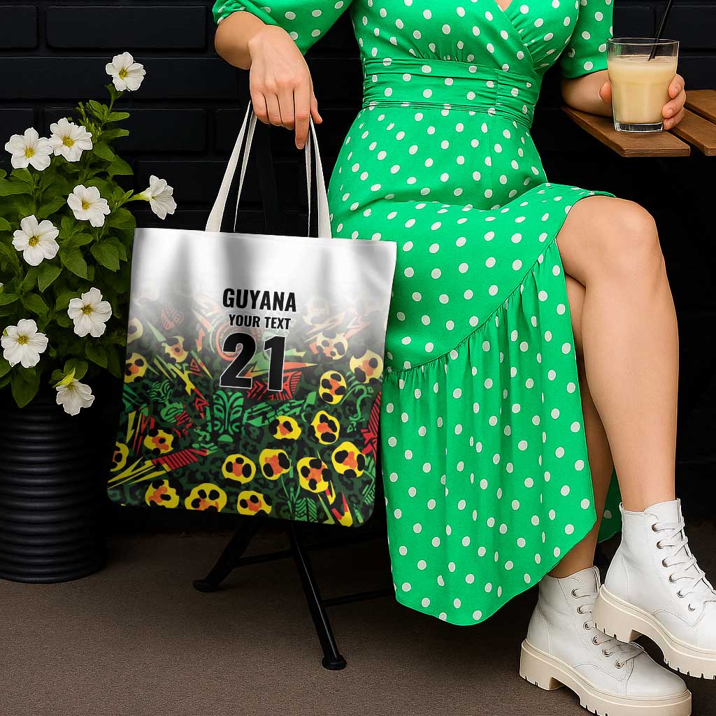 Custom Guyana Football Tote Bag Spirit of the Jaguar - White - Wonder Print Shop