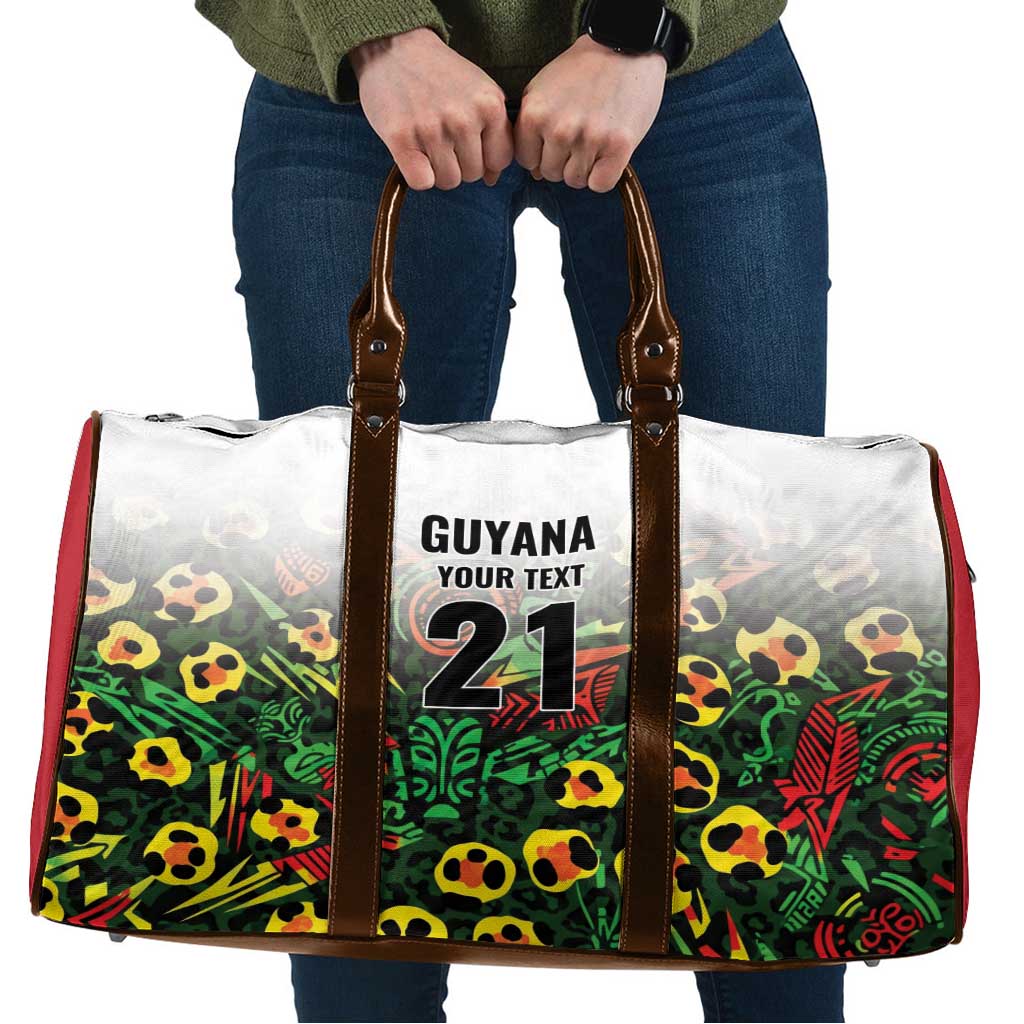 Custom Guyana Football Travel Bag Spirit of the Jaguar - White - Wonder Print Shop