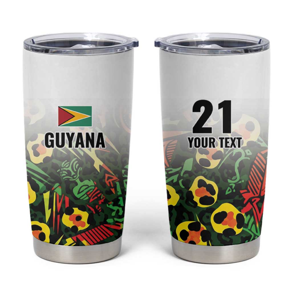 Custom Guyana Football Tumbler Cup Spirit of the Jaguar - White - Wonder Print Shop