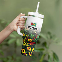 Custom Guyana Football Tumbler With Handle Spirit of the Jaguar - White - Wonder Print Shop
