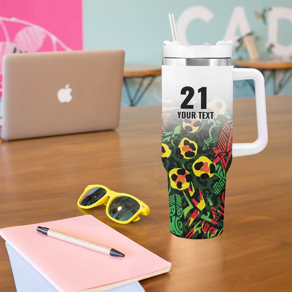 Custom Guyana Football Tumbler With Handle Spirit of the Jaguar - White - Wonder Print Shop