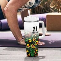 Custom Guyana Football Tumbler With Handle Spirit of the Jaguar - White - Wonder Print Shop