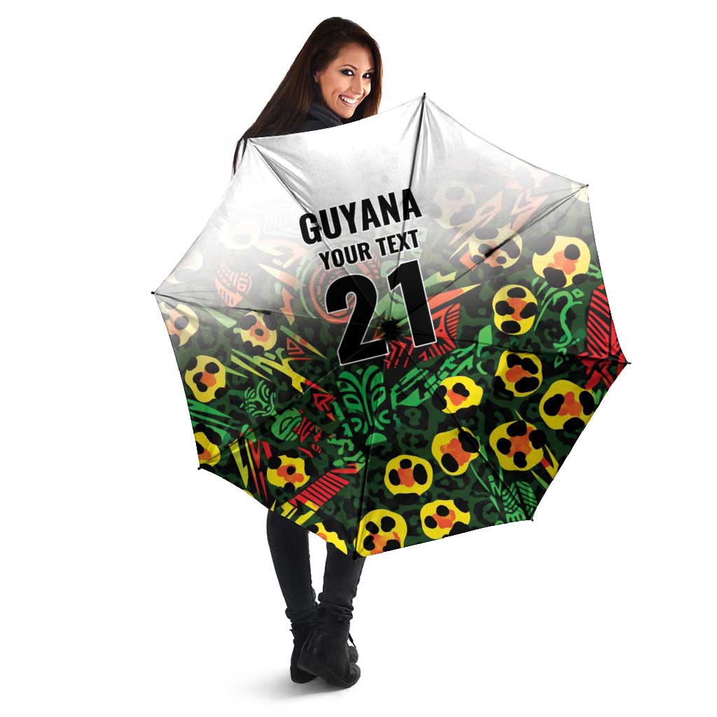 Custom Guyana Football Umbrella Spirit of the Jaguar - White - Wonder Print Shop
