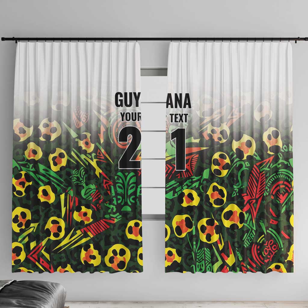 Custom Guyana Football Window Curtain Spirit of the Jaguar - White - Wonder Print Shop