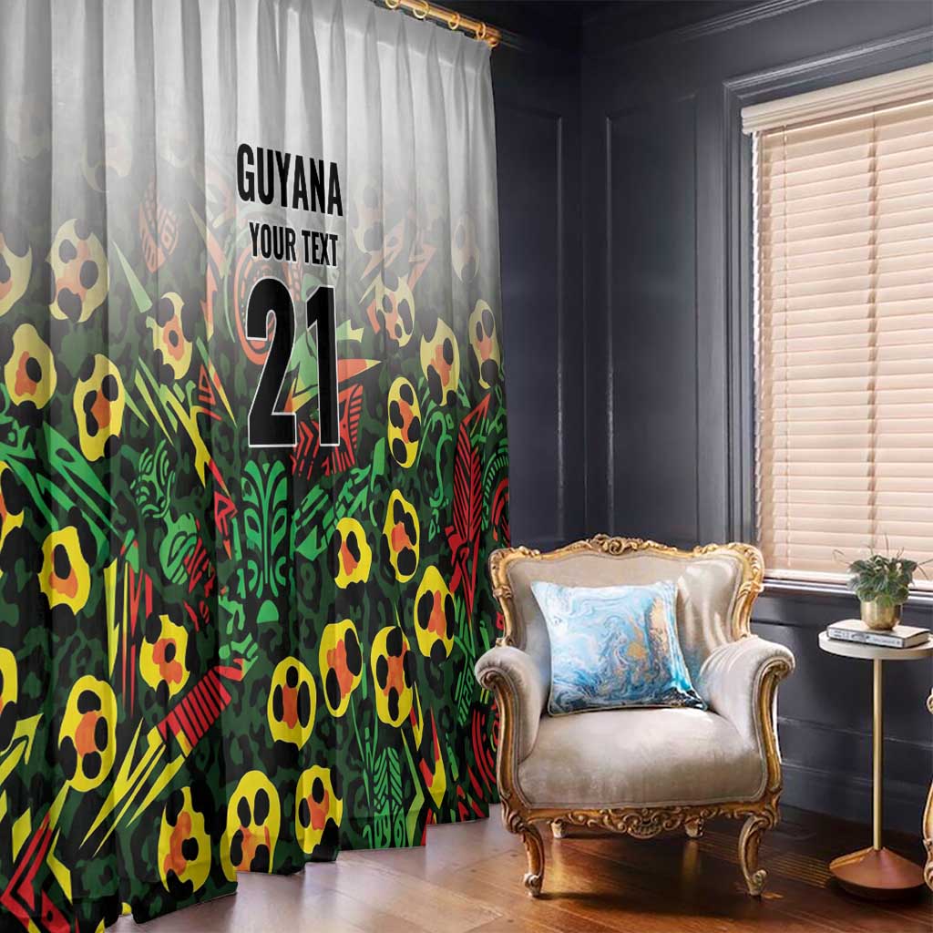 Custom Guyana Football Window Curtain Spirit of the Jaguar - White - Wonder Print Shop