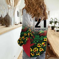 Custom Guyana Football Women Casual Shirt Spirit of the Jaguar - White - Wonder Print Shop