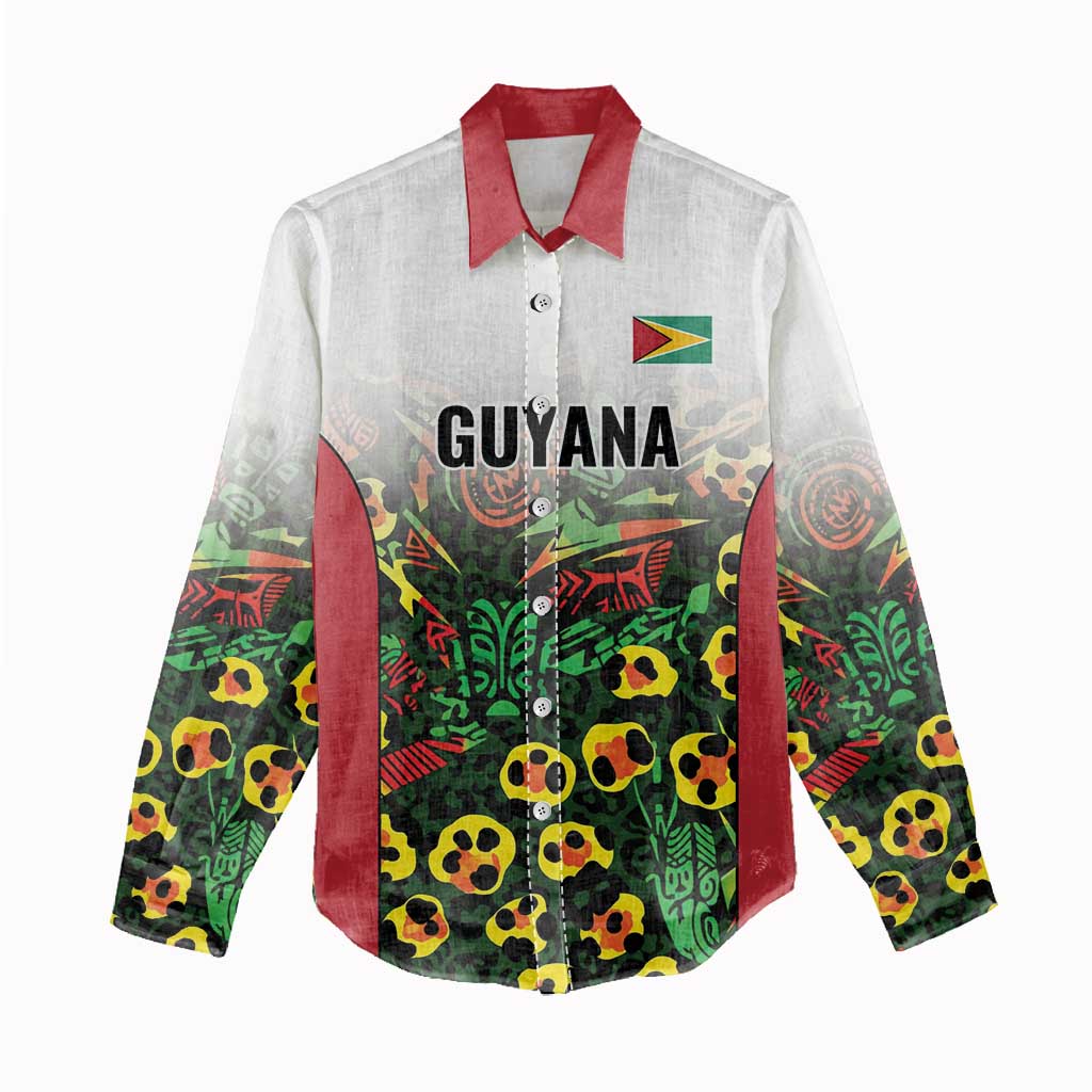 Custom Guyana Football Women Casual Shirt Spirit of the Jaguar - White - Wonder Print Shop