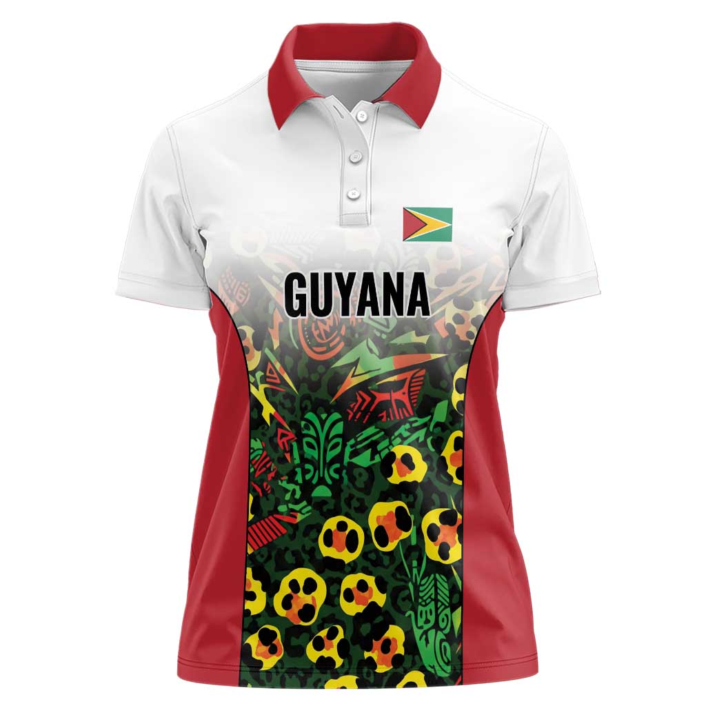 Custom Guyana Football Women Polo Shirt Spirit of the Jaguar - White - Wonder Print Shop