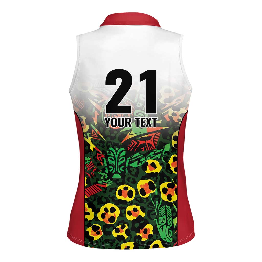 Custom Guyana Football Women Sleeveless Polo Shirt Spirit of the Jaguar - White - Wonder Print Shop
