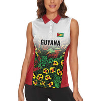 Custom Guyana Football Women Sleeveless Polo Shirt Spirit of the Jaguar - White - Wonder Print Shop