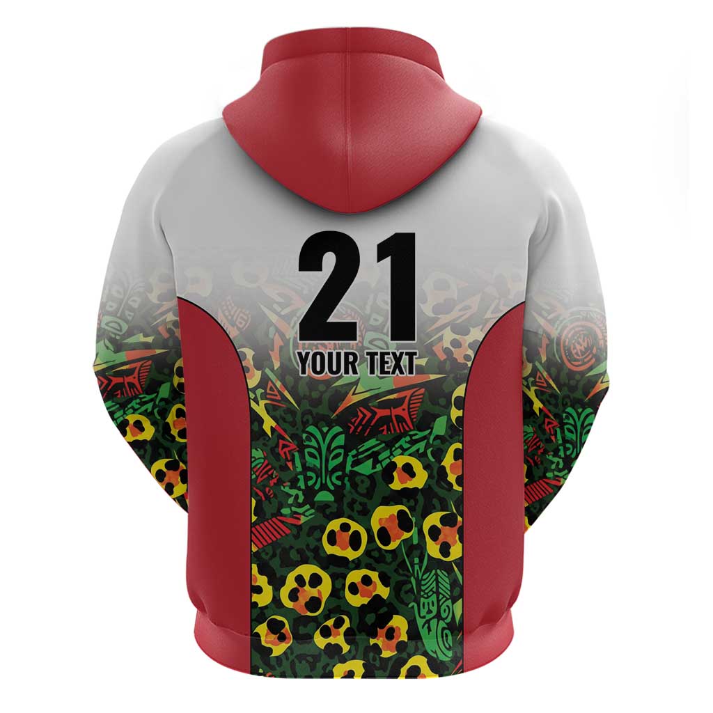 Custom Guyana Football Zip Hoodie Spirit of the Jaguar - White - Wonder Print Shop