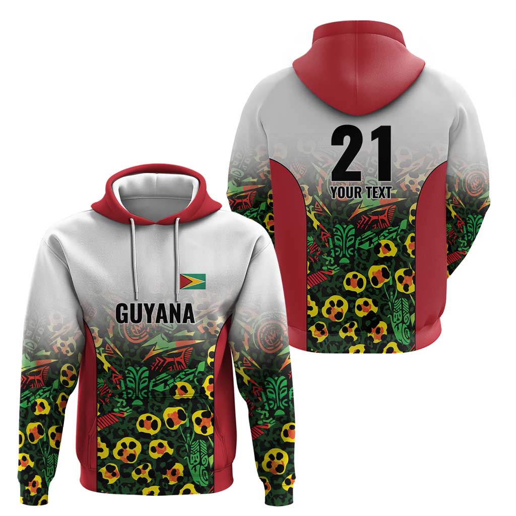 Custom Guyana Football Zip Hoodie Spirit of the Jaguar - White - Wonder Print Shop