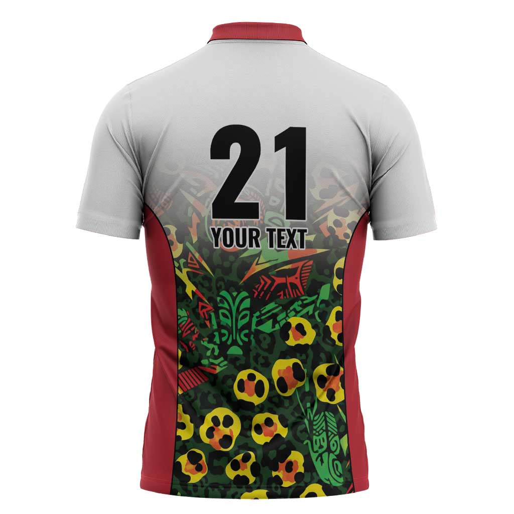 Custom Guyana Football Zipper Polo Shirt Spirit of the Jaguar - White - Wonder Print Shop