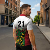 Custom Guyana Football Zipper Polo Shirt Spirit of the Jaguar - White - Wonder Print Shop
