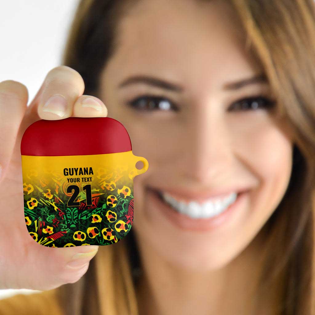 Custom Guyana Football AirPods Case Spirit of the Jaguar - Yellow - Wonder Print Shop