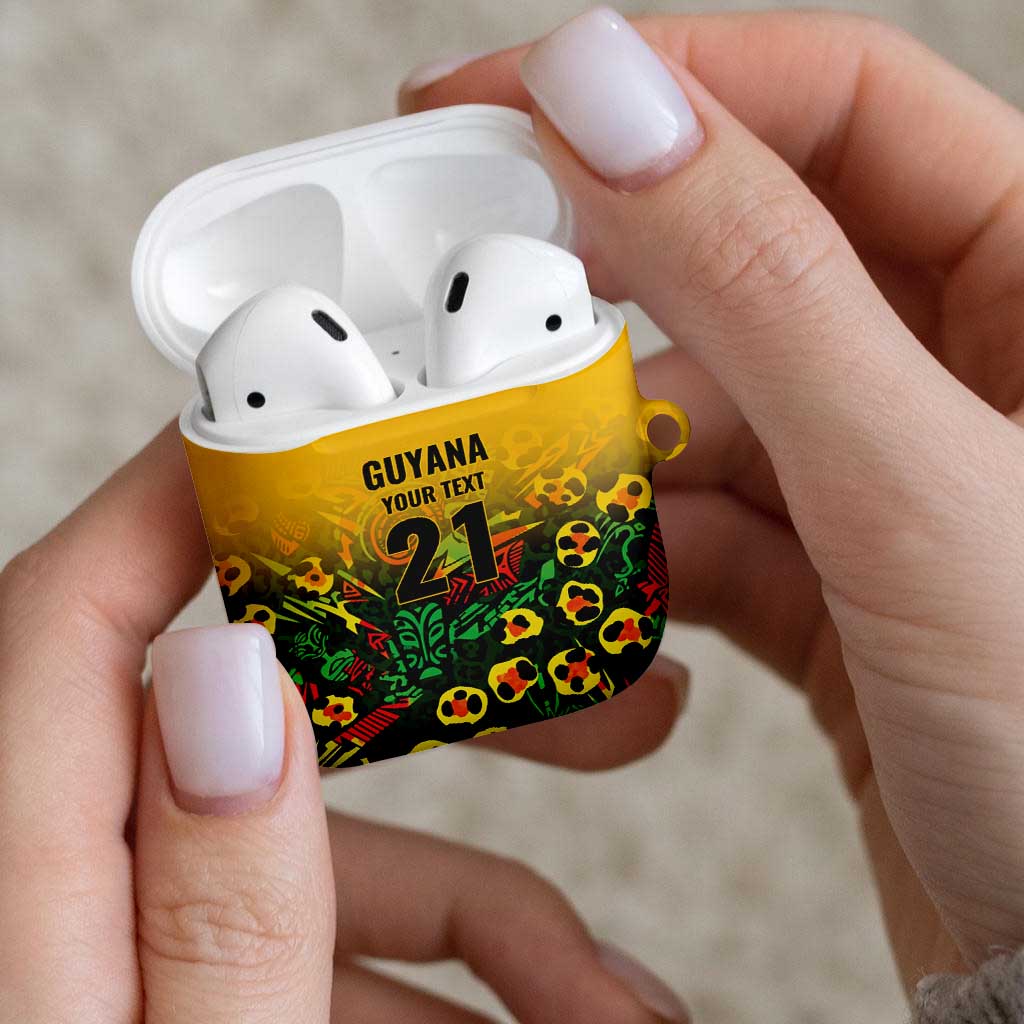 Custom Guyana Football AirPods Case Spirit of the Jaguar - Yellow - Wonder Print Shop