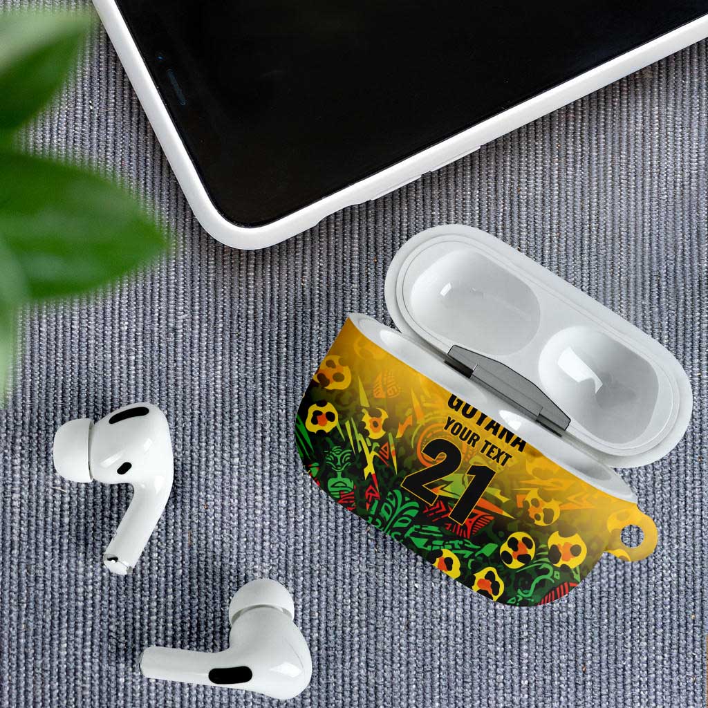 Custom Guyana Football AirPods Case Spirit of the Jaguar - Yellow - Wonder Print Shop
