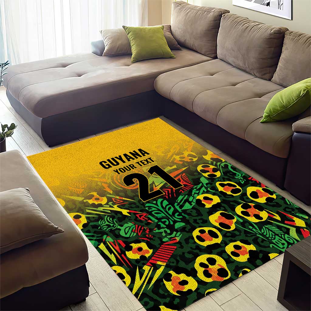 Custom Guyana Football Area Rug Spirit of the Jaguar - Yellow - Wonder Print Shop