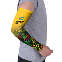 Custom Guyana Football Arm Sleeves Spirit of the Jaguar - Yellow - Wonder Print Shop