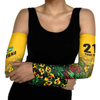 Custom Guyana Football Arm Sleeves Spirit of the Jaguar - Yellow - Wonder Print Shop