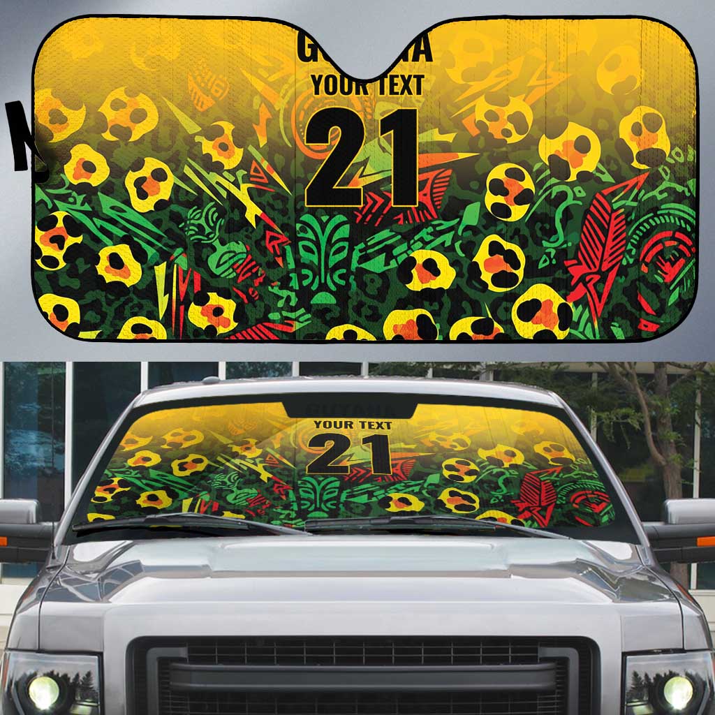 Custom Guyana Football Auto Sun Shade Spirit of the Jaguar - Yellow - Wonder Print Shop