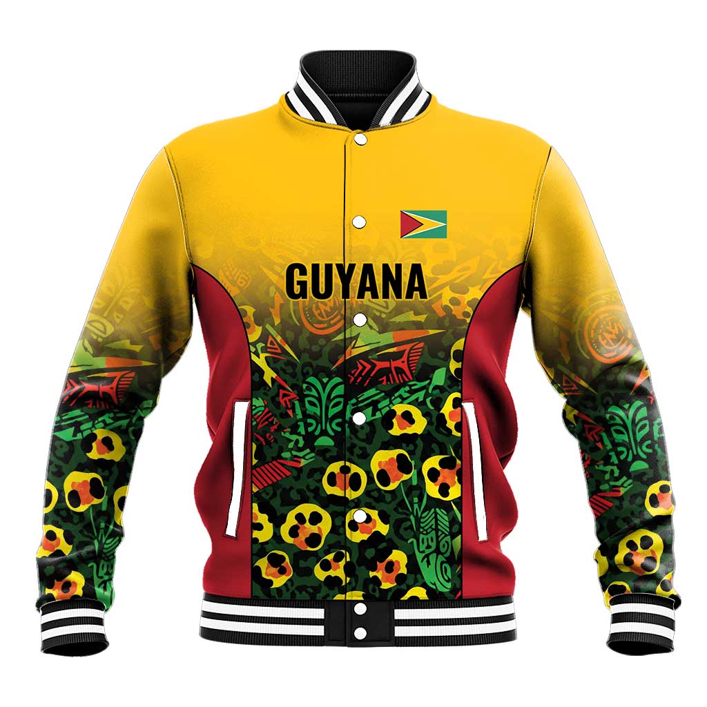 Custom Guyana Football Baseball Jacket Spirit of the Jaguar - Yellow - Wonder Print Shop