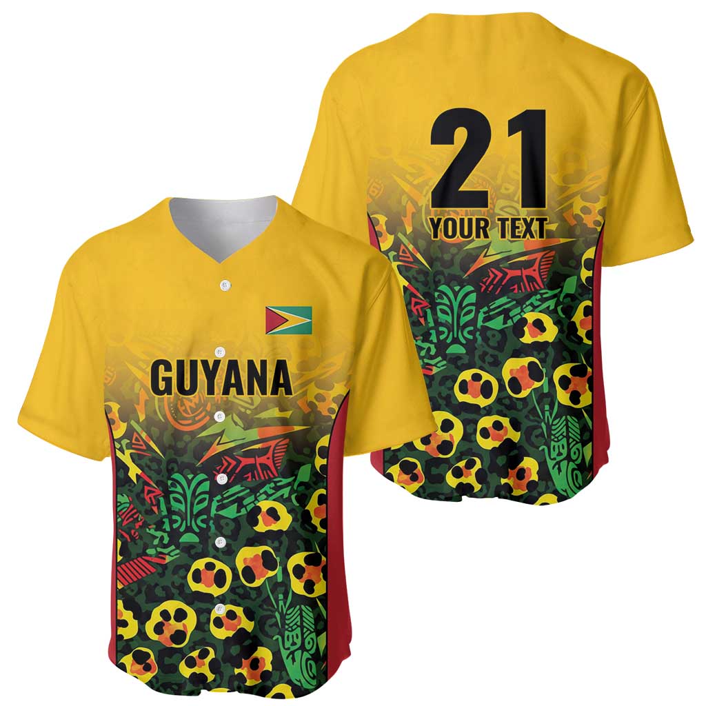 Custom Guyana Football Baseball Jersey Spirit of the Jaguar - Yellow - Wonder Print Shop