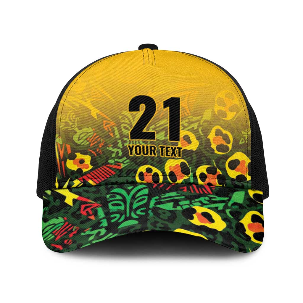 Custom Guyana Football Baseball Net Cap Spirit of the Jaguar - Yellow - Wonder Print Shop