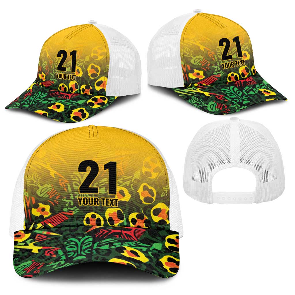 Custom Guyana Football Baseball Net Cap Spirit of the Jaguar - Yellow - Wonder Print Shop