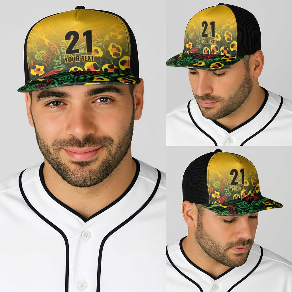 Custom Guyana Football Baseball Net Cap Spirit of the Jaguar - Yellow - Wonder Print Shop