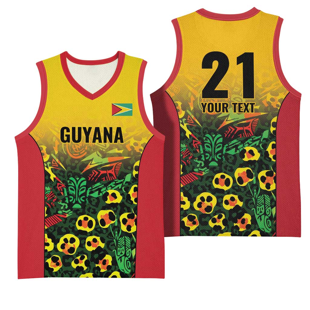 Custom Guyana Football Basketball Jersey Spirit of the Jaguar - Yellow - Wonder Print Shop